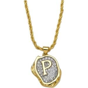Gold Plated and Silver P Initial Pendant Necklace